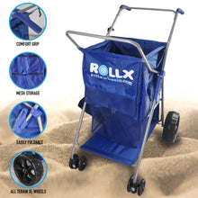 Load image into Gallery viewer, RollX Foldable Storage Wagon Beach Cart (Black Wheels)