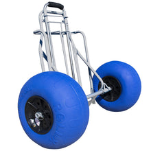 Load image into Gallery viewer, Folding Beach Cart with Balloon Wheels, Rolling Cooler Dolly with 12 Inch Large Sand and Beach Tires (Blue)