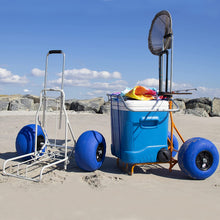 Load image into Gallery viewer, Folding Beach Cart with Balloon Wheels, Rolling Cooler Dolly with 12 Inch Large Sand and Beach Tires (Blue)
