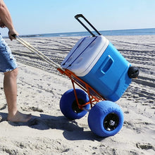 Load image into Gallery viewer, Folding Beach Cart with Balloon Wheels, Rolling Cooler Dolly with 12 Inch Large Sand and Beach Tires (Blue)
