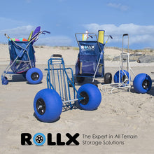 Load image into Gallery viewer, Folding Beach Cart with Balloon Wheels, Rolling Cooler Dolly with 12 Inch Large Sand and Beach Tires (Blue)
