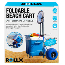 Load image into Gallery viewer, Folding Beach Cart with Balloon Wheels, Rolling Cooler Dolly with 12 Inch Large Sand and Beach Tires (Blue)
